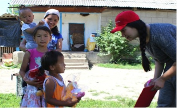 Children in Kyrgyzstan receive gifts from Save the Children